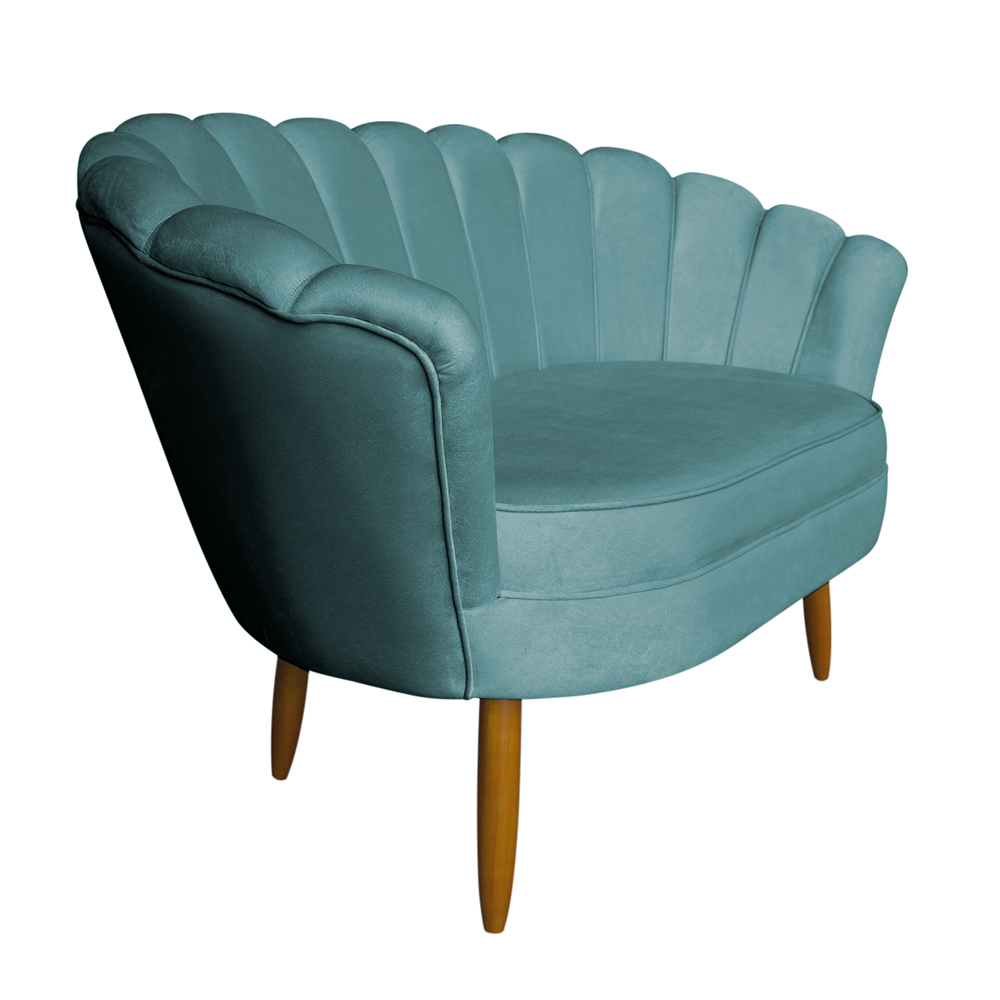 Namoradeira Pétala 2 Lugares Decorativa Veludo Azul Turquesa - Montanaris Decor