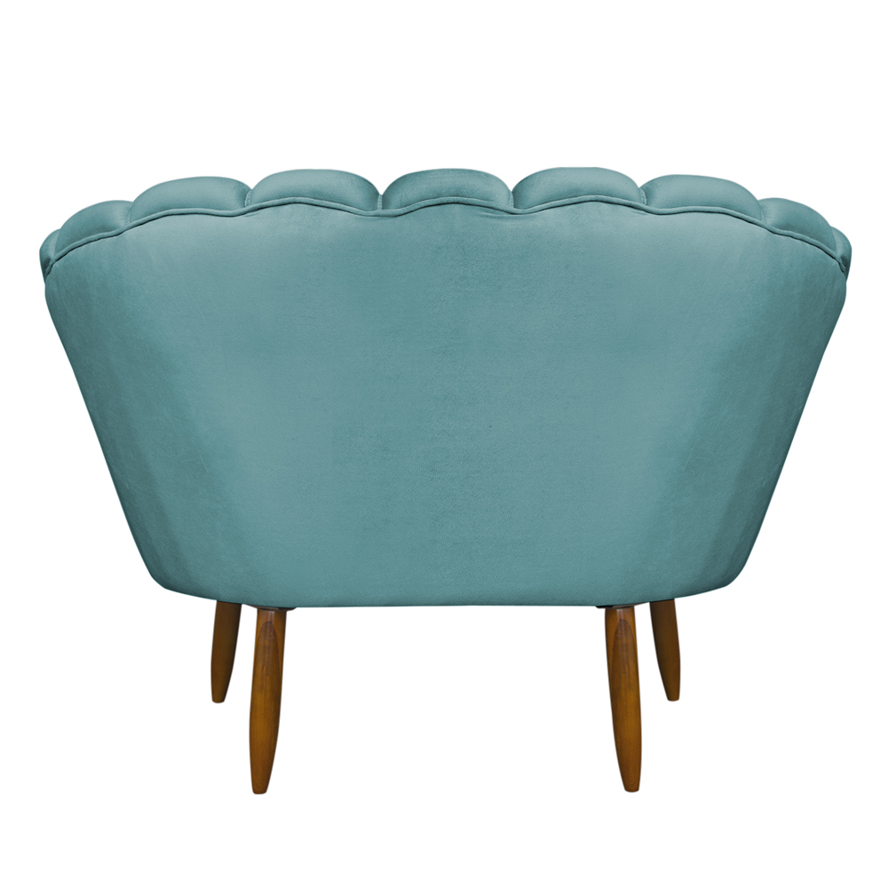 Namoradeira Pétala 2 Lugares Decorativa Veludo Azul Turquesa - Montanaris Decor