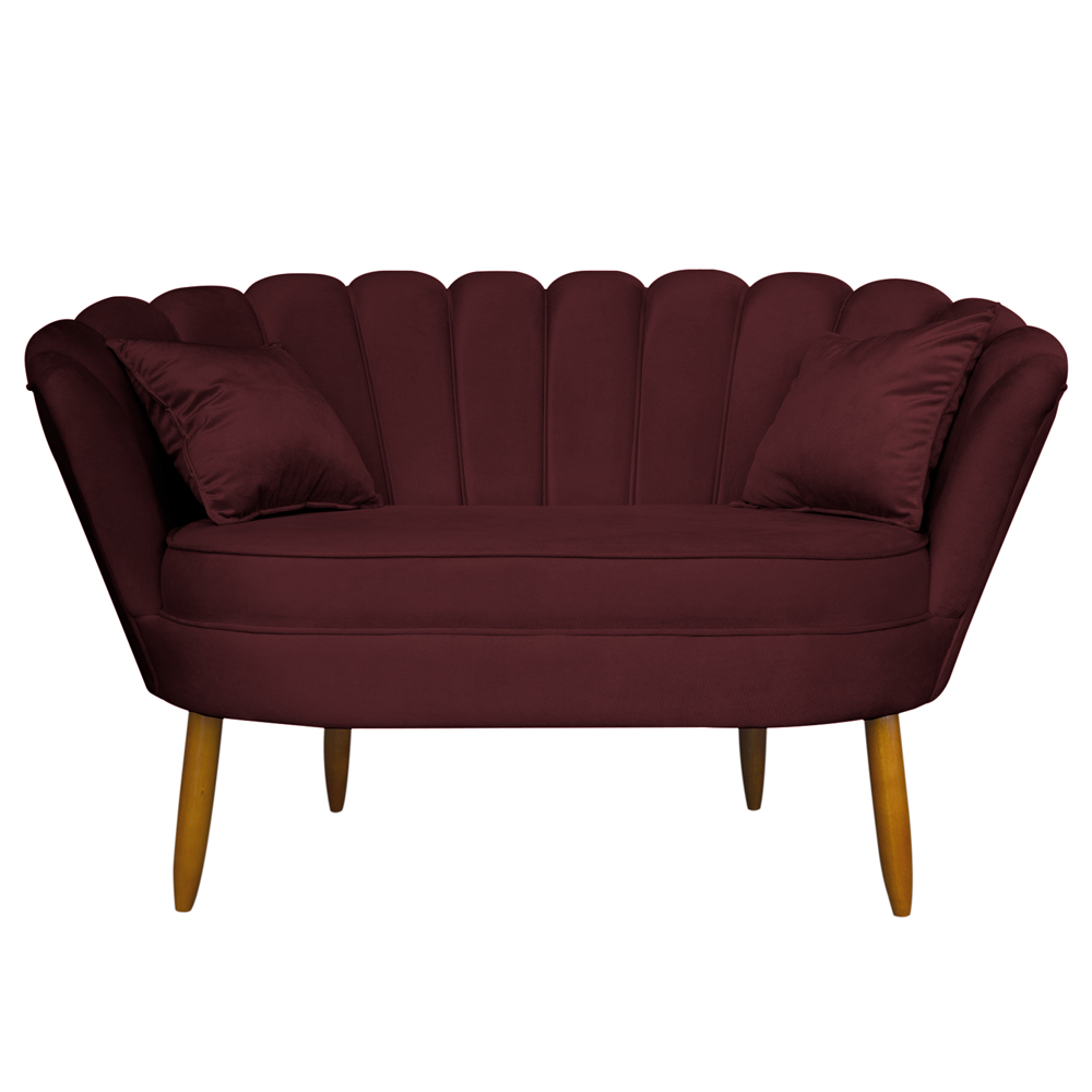 Namoradeira Pétala 2 Lugares Decorativa Veludo Bordô - Montanaris Decor