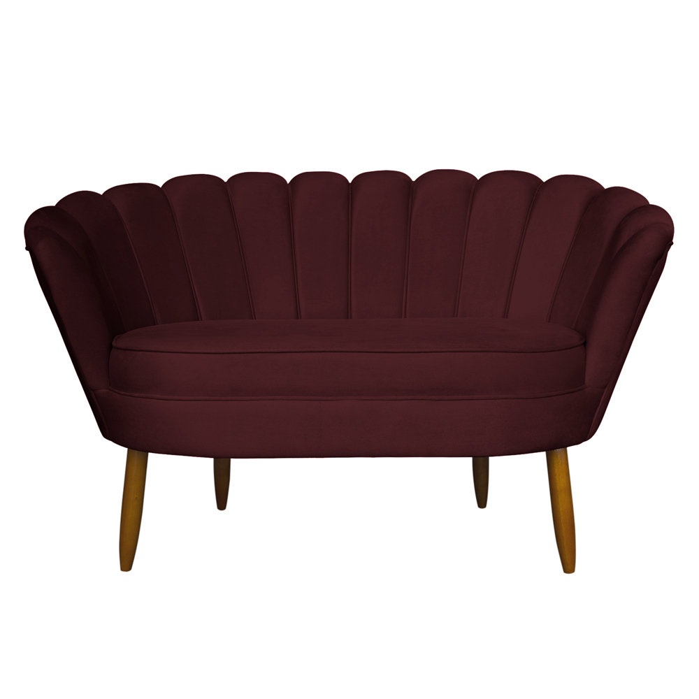 Namoradeira Pétala 2 Lugares Decorativa Veludo Bordô - Montanaris Decor