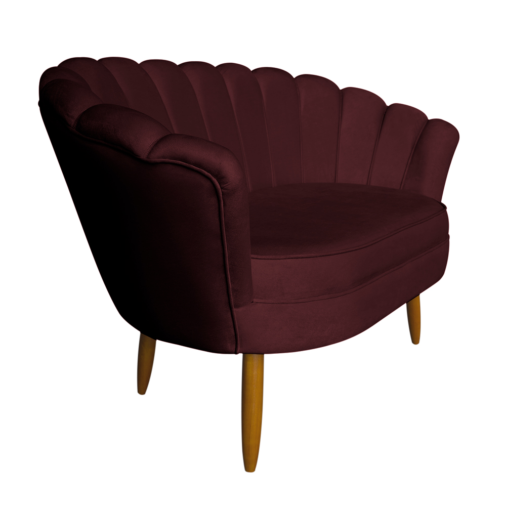 Namoradeira Pétala 2 Lugares Decorativa Veludo Bordô - Montanaris Decor