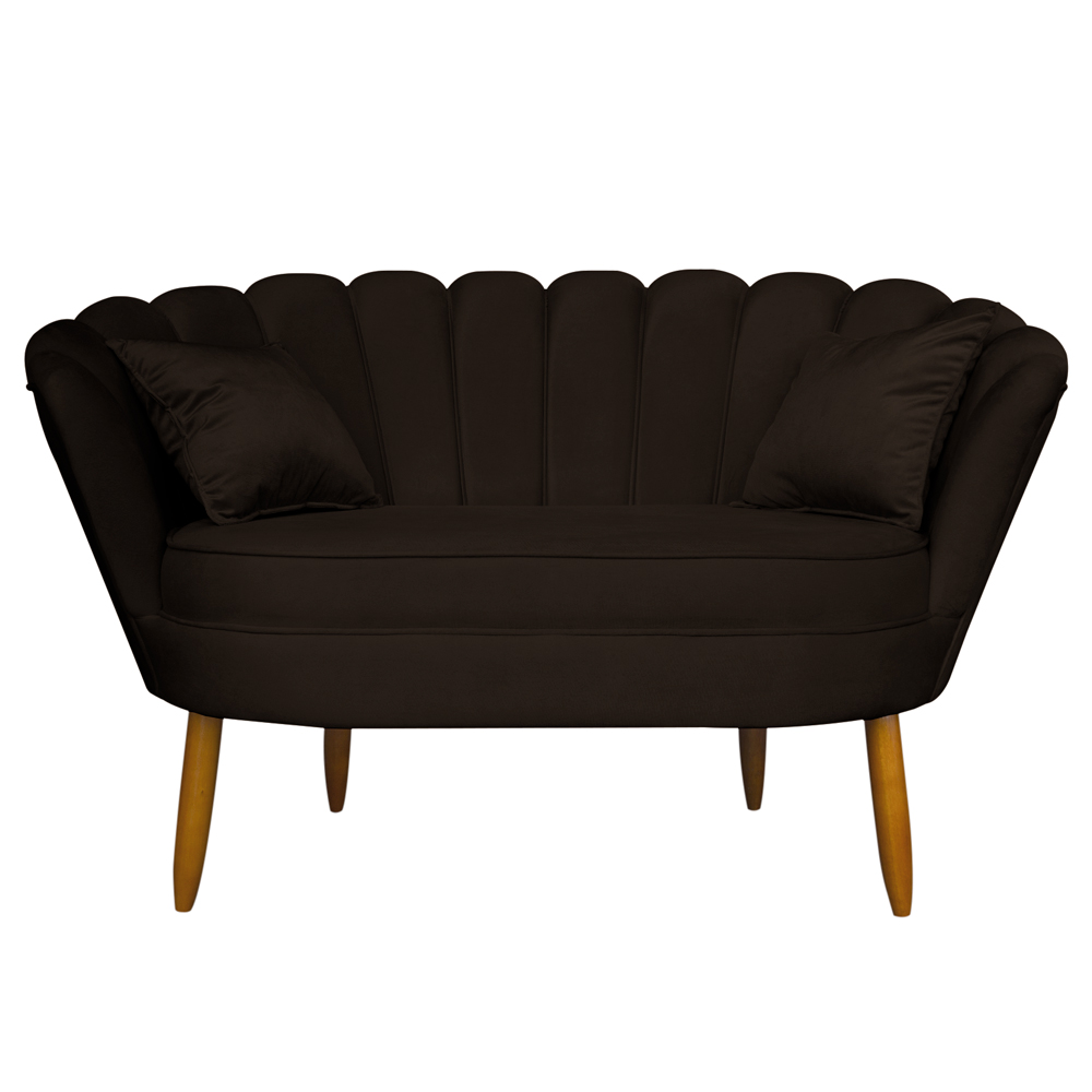 Namoradeira Pétala 2 Lugares Decorativa Veludo Marrom - Montanaris Decor