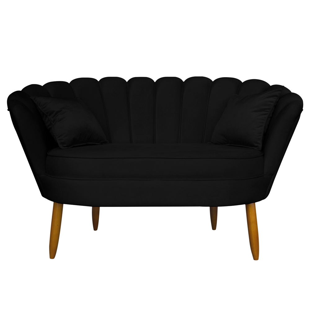 Namoradeira Pétala 2 Lugares Decorativa Veludo Preto - Montanaris Decor