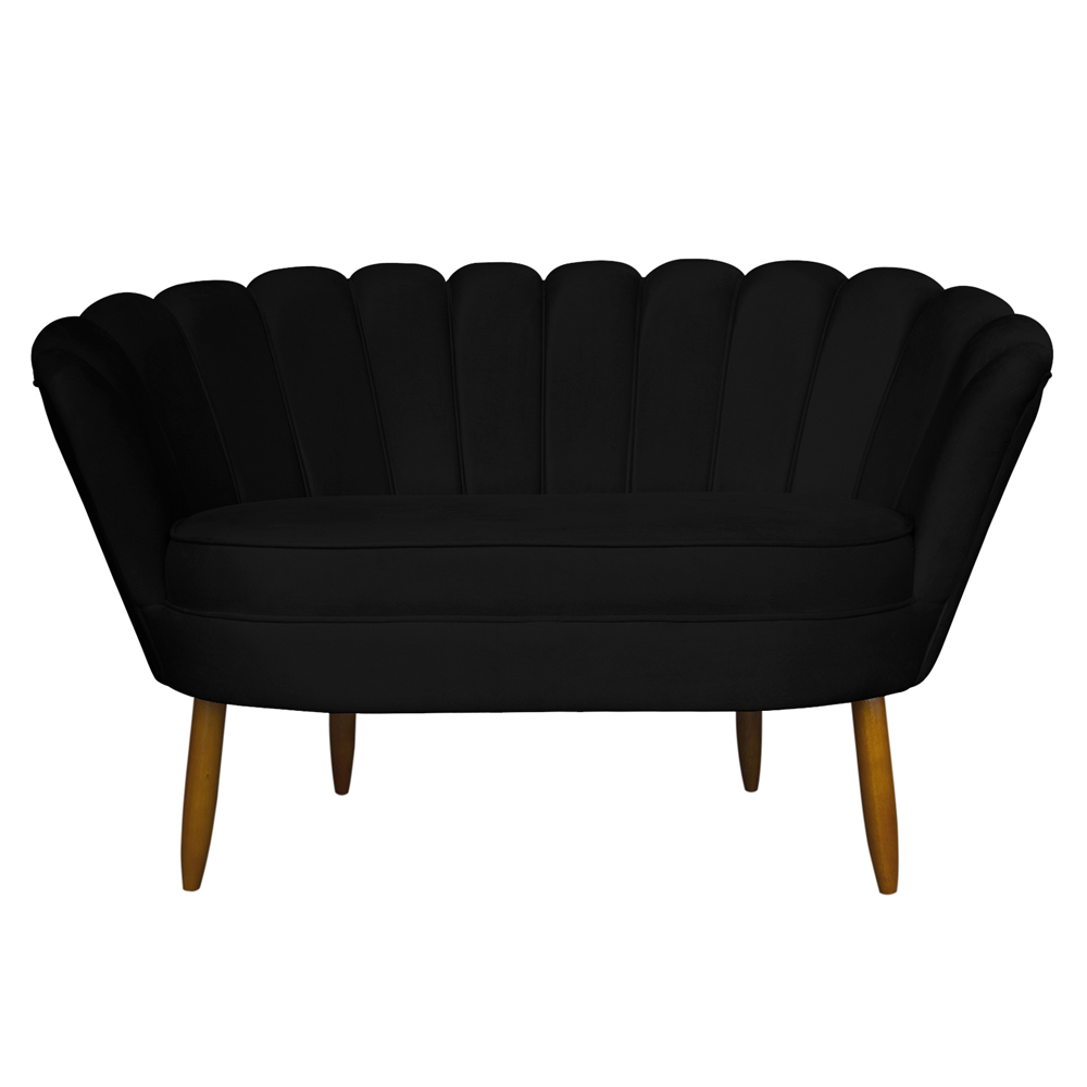 Namoradeira Pétala 2 Lugares Decorativa Veludo Preto - Montanaris Decor