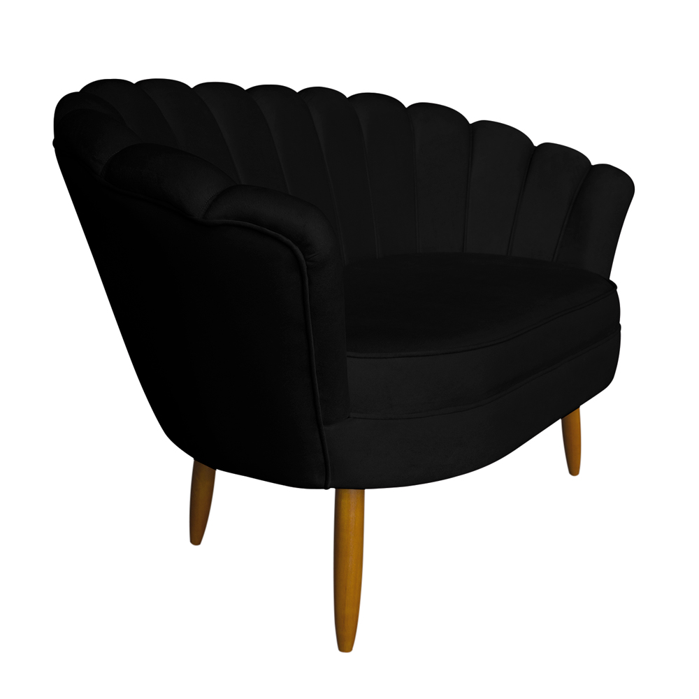 Namoradeira Pétala 2 Lugares Decorativa Veludo Preto - Montanaris Decor