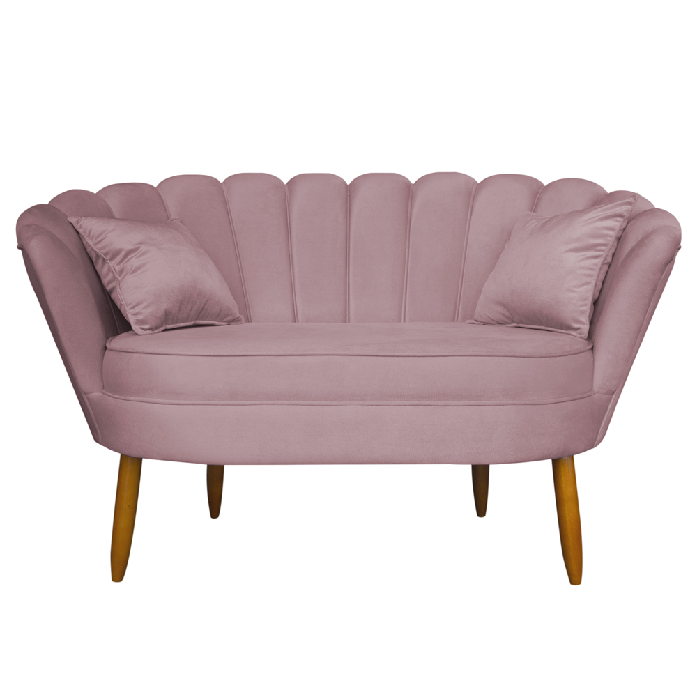 Namoradeira Pétala 2 Lugares Decorativa Veludo Rosê - Montanaris Decor