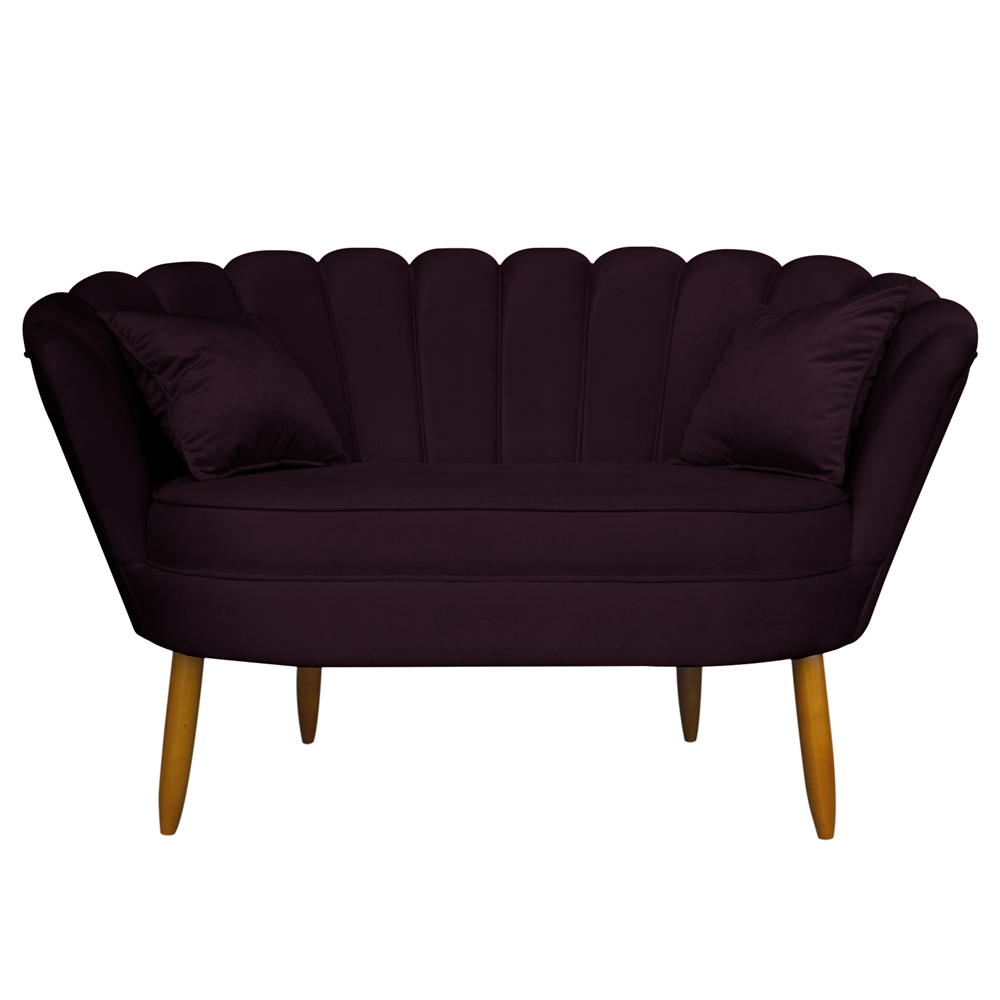 Namoradeira Pétala 2 Lugares Decorativa Veludo Roxo - Montanaris Decor