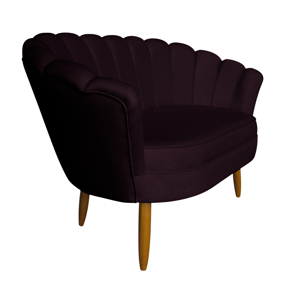 Namoradeira Pétala 2 Lugares Decorativa Veludo Roxo - Montanaris Decor