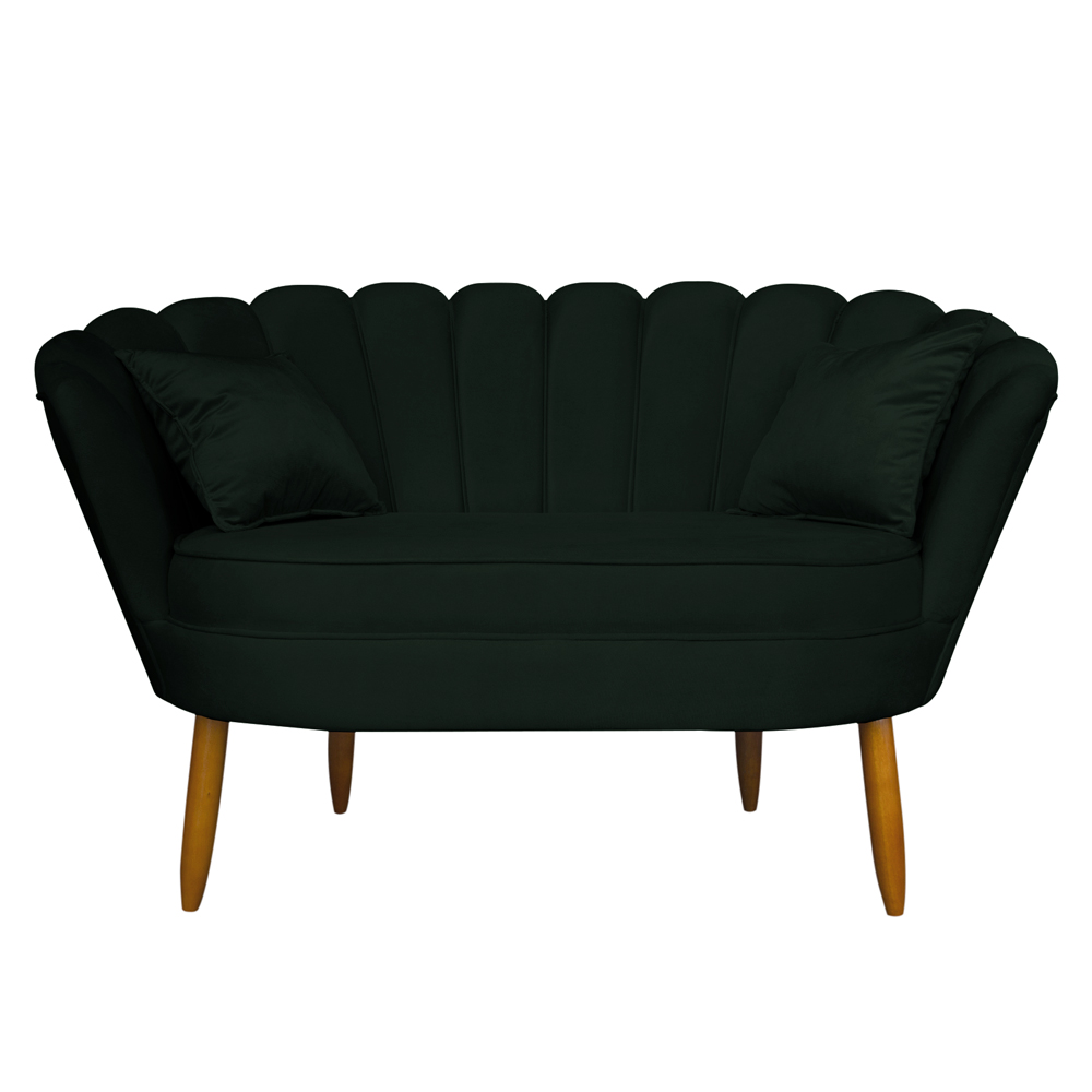 Namoradeira Pétala 2 Lugares Decorativa Veludo Verde - Montanaris Decor