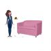 Namoradeira Tilla Suede Rosa - Montanaris Decor