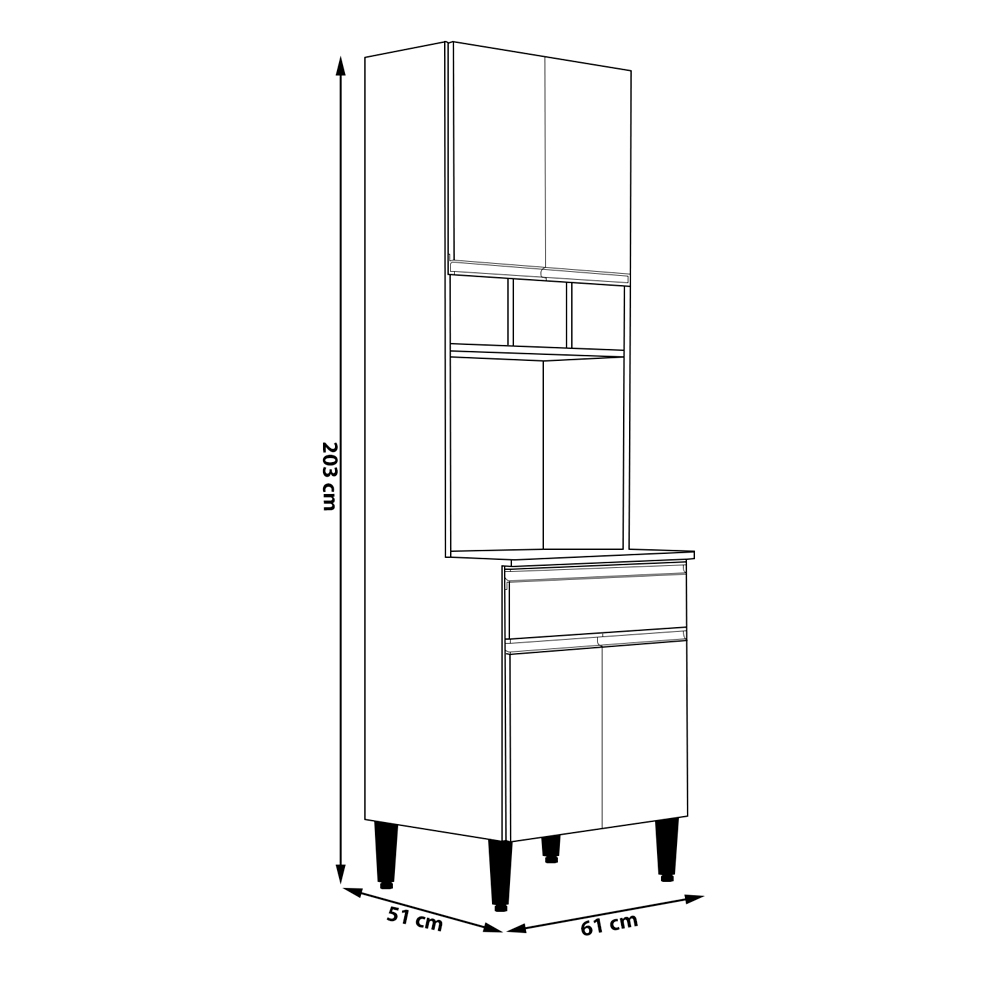 Paneleiro 4 Portas para Cozinha Madrid Branco - Montanaris Decor