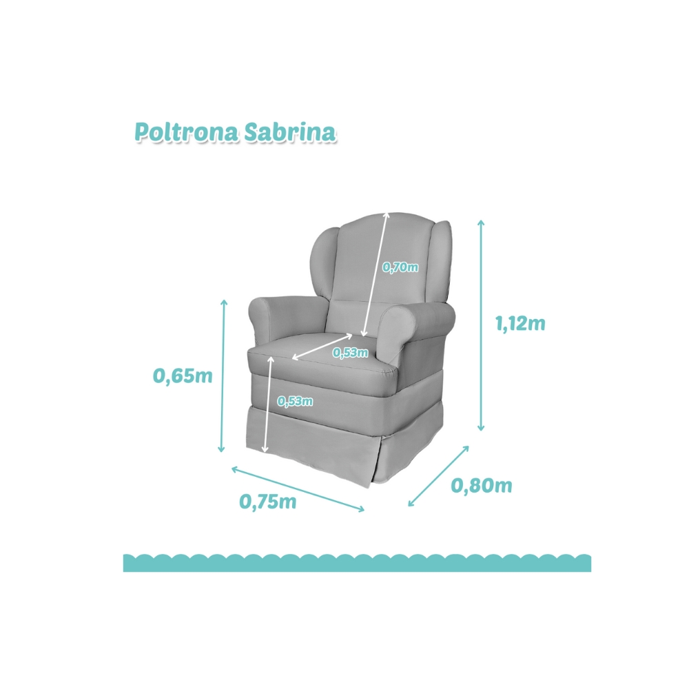 Poltrona Amamentação Balanço Sabrina c/Puff Reto Sued Cinza TC-S15 - Montanaris Decor
