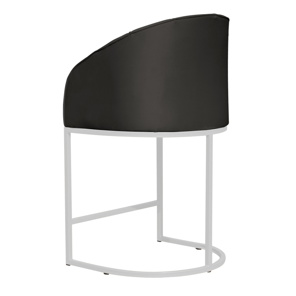 Poltrona Cadeira Banqueta Mia Base Branca Veludo Grafite - Montanaris Decor