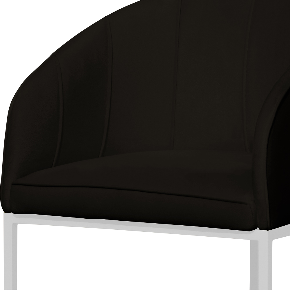 Poltrona Cadeira Banqueta Mia Base Branca Veludo Preto - Montanaris Decor