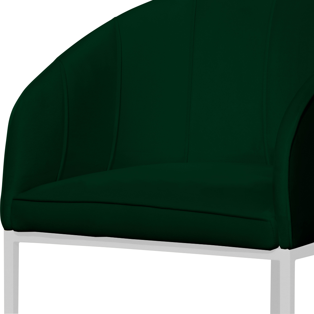Poltrona Cadeira Banqueta Mia Base Branca Veludo Verde - Montanaris Decor