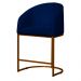 Poltrona Cadeira Banqueta Mia Base Bronze Veludo Azul Marinho - Montanaris Decor