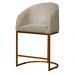 Poltrona Cadeira Banqueta Mia Base Bronze Veludo Bege - Montanaris Decor
