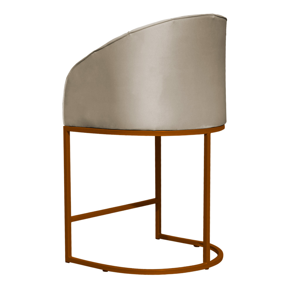 Poltrona Cadeira Banqueta Mia Base Bronze Veludo Bege - Montanaris Decor