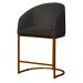 Poltrona Cadeira Banqueta Mia Base Bronze Veludo Grafite - Montanaris Decor