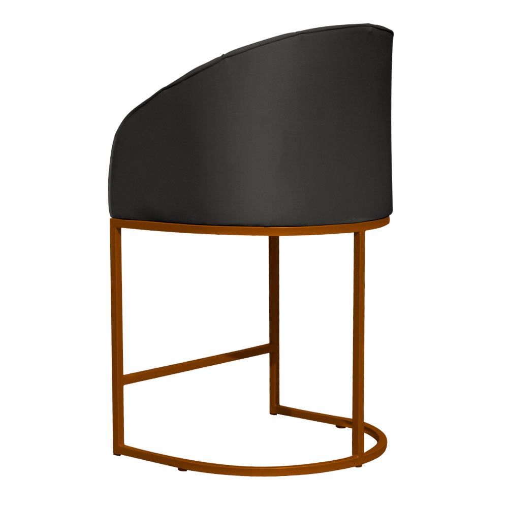 Poltrona Cadeira Banqueta Mia Base Bronze Veludo Grafite - Montanaris Decor