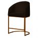 Poltrona Cadeira Banqueta Mia Base Bronze Veludo Marrom - Montanaris Decor