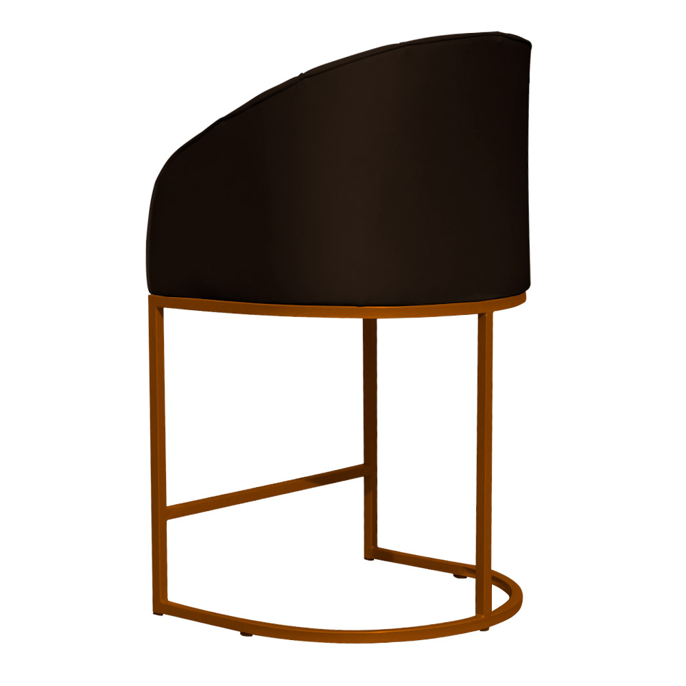Poltrona Cadeira Banqueta Mia Base Bronze Veludo Marrom - Montanaris Decor