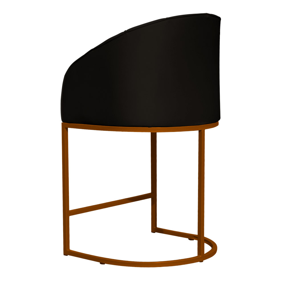 Poltrona Cadeira Banqueta Mia Base Bronze Veludo Preto - Montanaris Decor