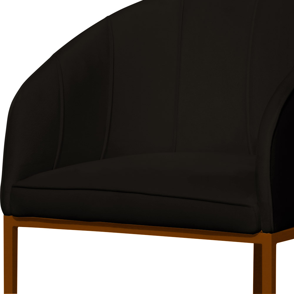Poltrona Cadeira Banqueta Mia Base Bronze Veludo Preto - Montanaris Decor