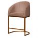 Poltrona Cadeira Banqueta Mia Base Bronze Veludo Rosa - Montanaris Decor