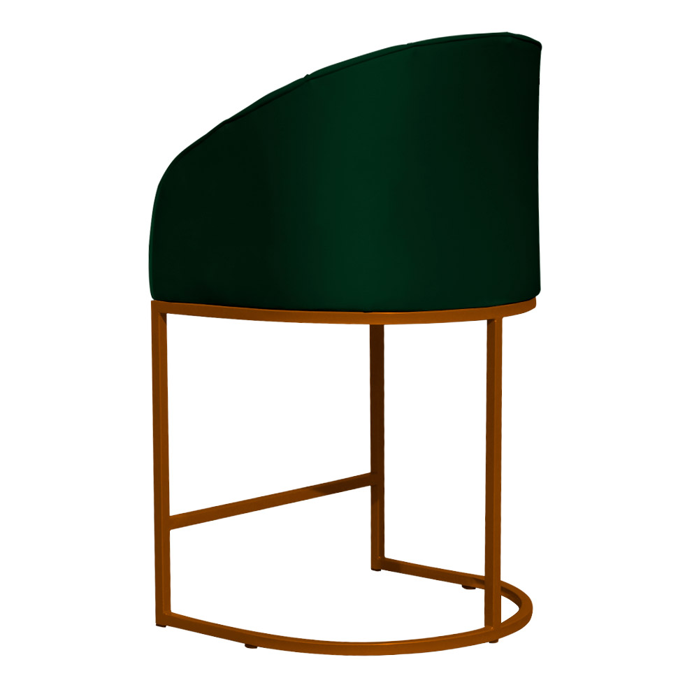 Poltrona Cadeira Banqueta Mia Base Bronze Veludo Verde - Montanaris Decor