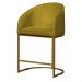 Poltrona Cadeira Banqueta Mia Base Dourada Veludo Amarelo - Montanaris Decor