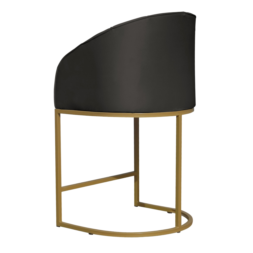 Poltrona Cadeira Banqueta Mia Base Dourada Veludo Grafite - Montanaris Decor