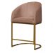 Poltrona Cadeira Banqueta Mia Base Dourada Veludo Rosa - Montanaris Decor