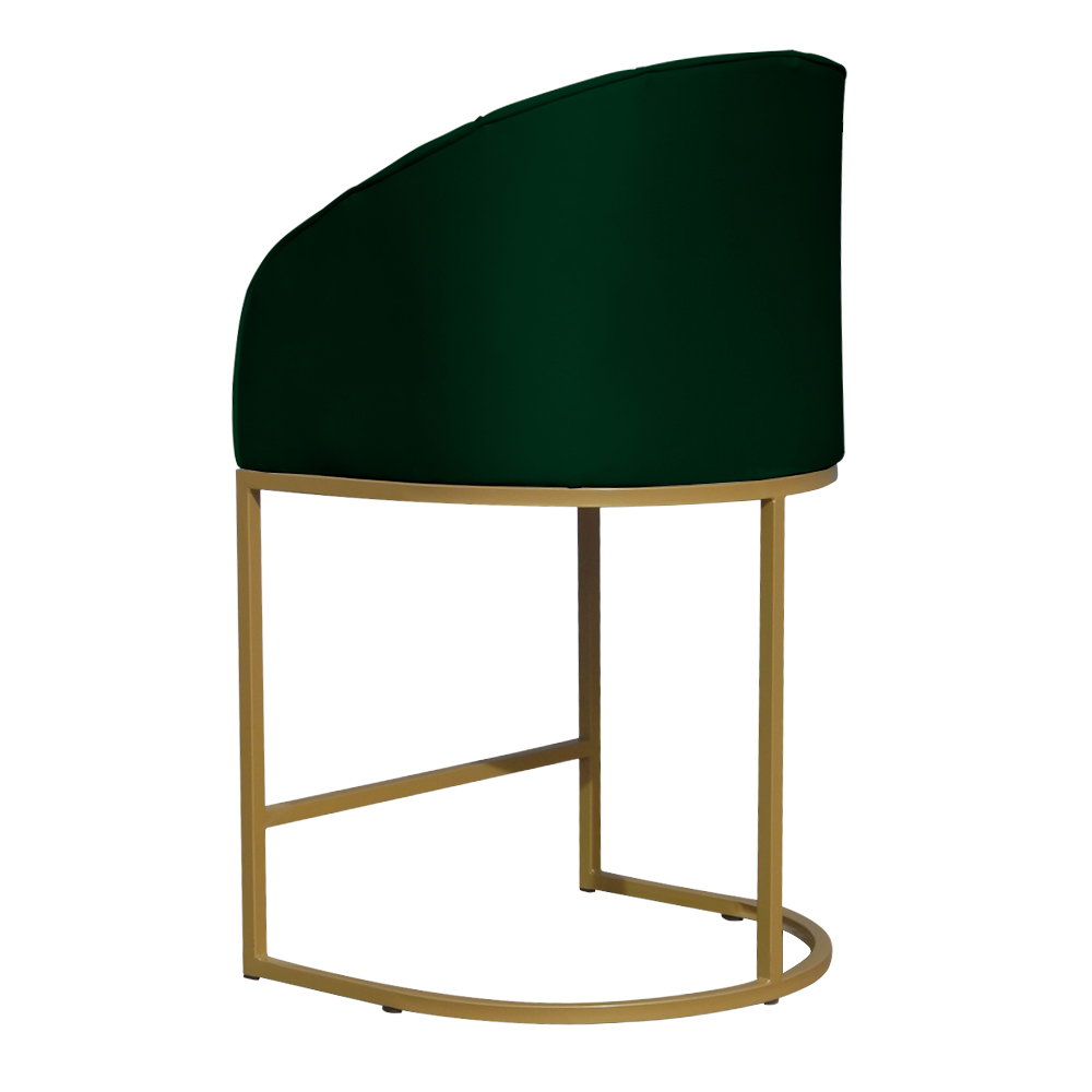 Poltrona Cadeira Banqueta Mia Base Dourada Veludo Verde - Montanaris Decor