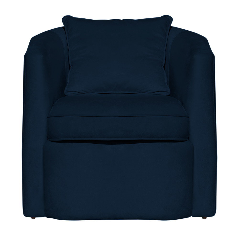 Poltrona Decorativa Alana Veludo Azul Marinho  - Montanaris Decor