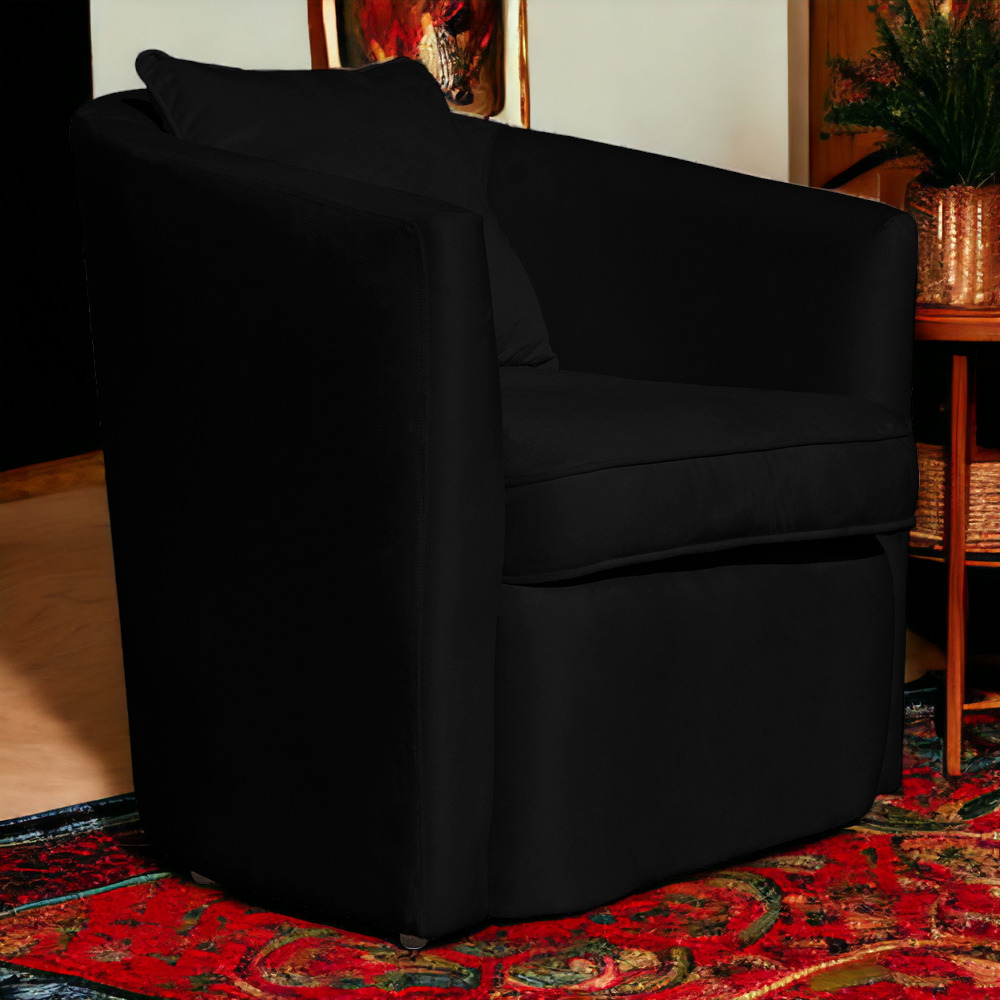 Poltrona Decorativa Alana Veludo Preto - Montanaris Decor