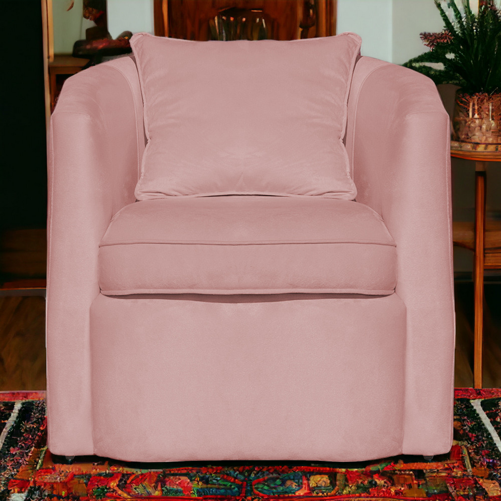 Poltrona Decorativa Alana Veludo Rosa - Montanaris Decor
