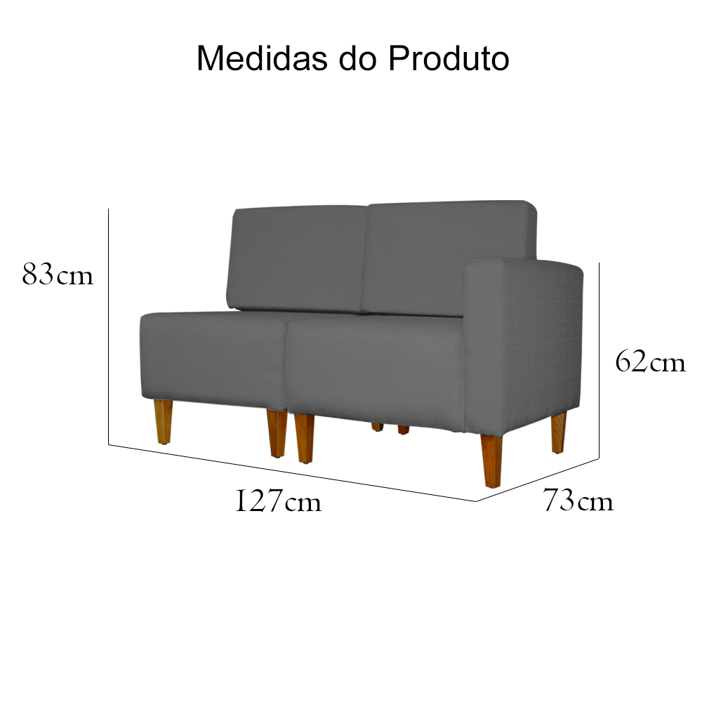 Poltrona Decorativa Alice S/Braça Direita Veludo Cinza- Montanris Decor