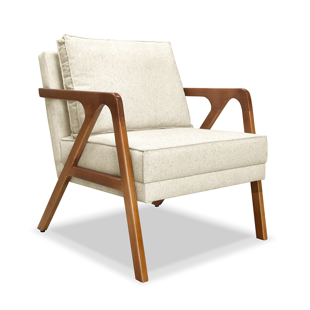 Poltrona Decorativa Ana para Sala de Estar Linho Off White - Montanaris Decor