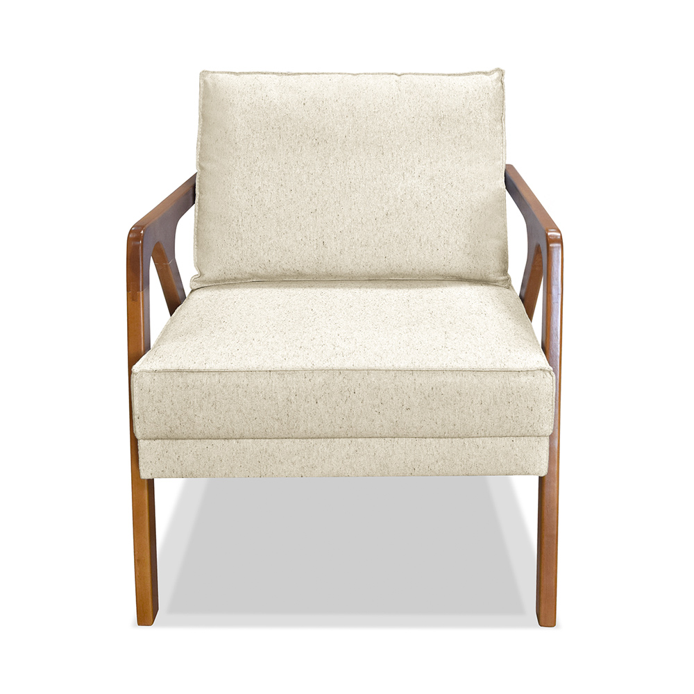 Poltrona Decorativa Ana para Sala de Estar Linho Off White - Montanaris Decor