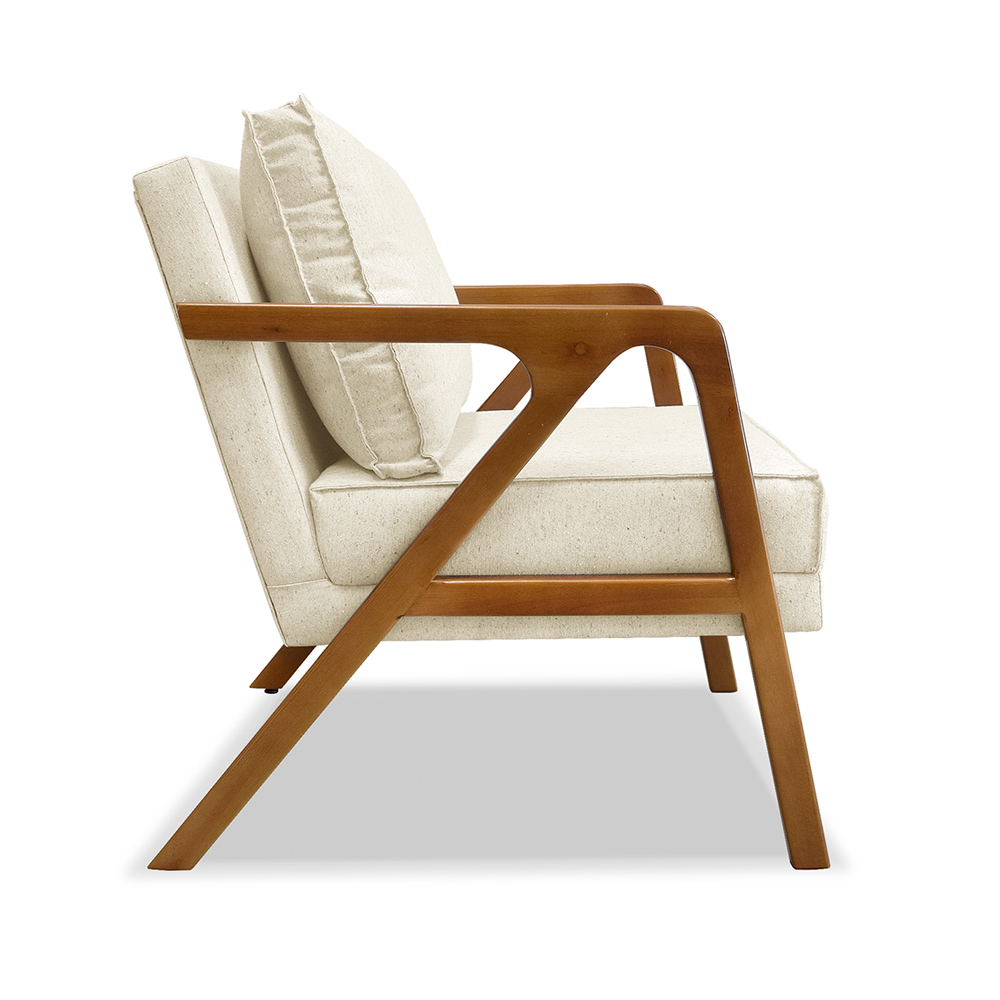 Poltrona Decorativa Ana para Sala de Estar Linho Off White - Montanaris Decor
