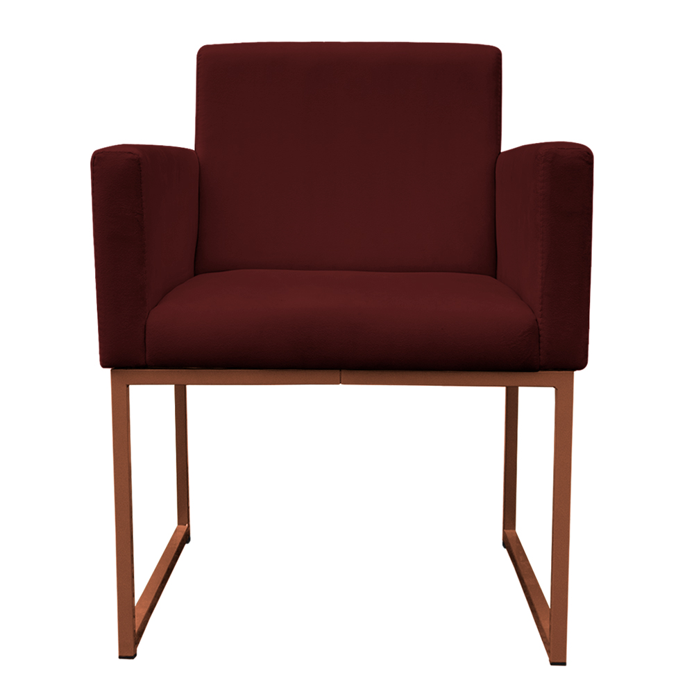 Poltrona Decorativa Base De Ferro Bronze Veludo Bordo - Montanaris Decor