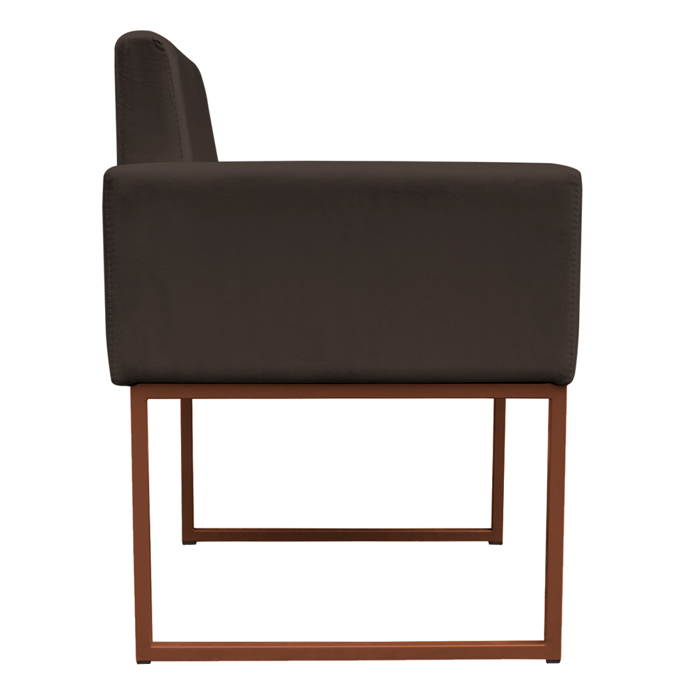 Poltrona Decorativa Base De Ferro Bronze Veludo Marrom - Montanaris Decor