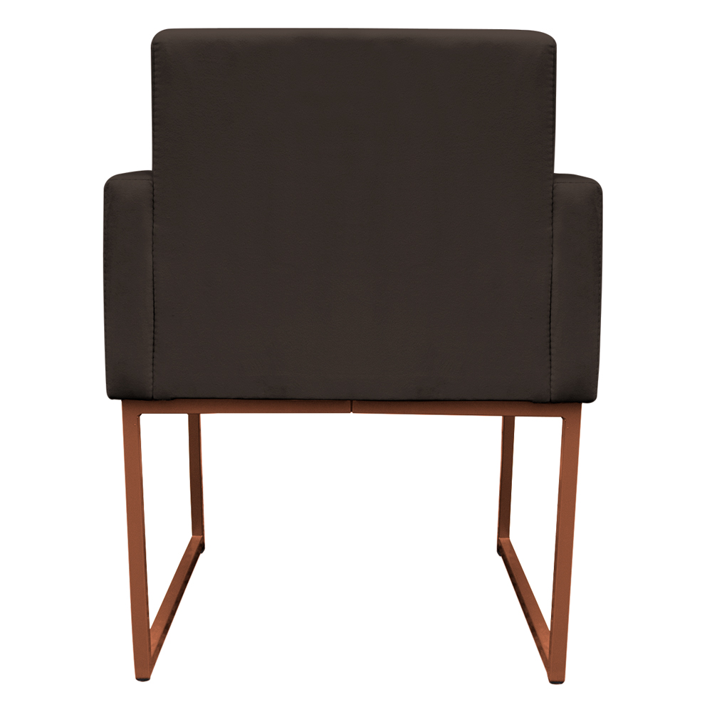 Poltrona Decorativa Base De Ferro Bronze Veludo Marrom - Montanaris Decor