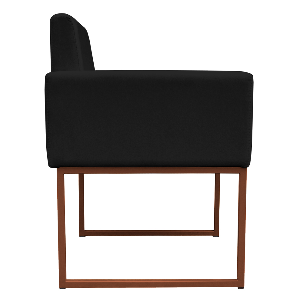 Poltrona Decorativa Base De Ferro Bronze Veludo Preto - Montanaris Decor