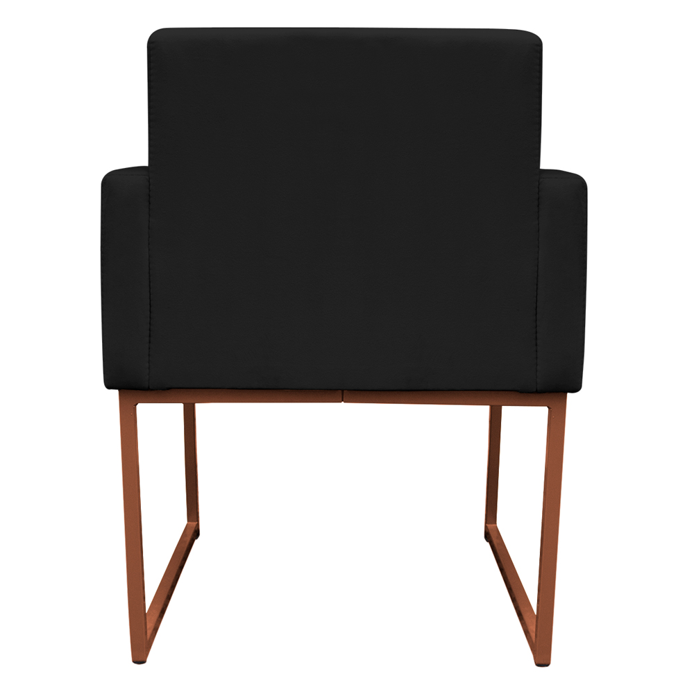 Poltrona Decorativa Base De Ferro Bronze Veludo Preto - Montanaris Decor