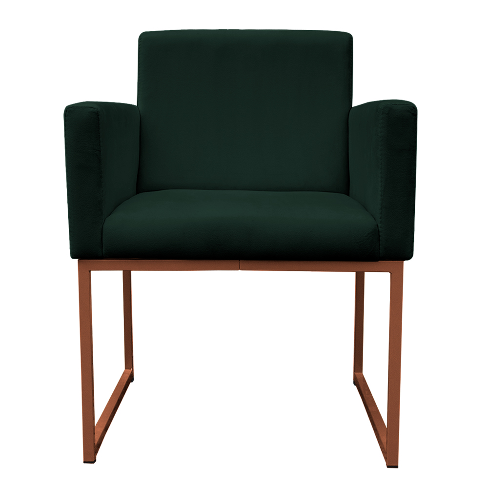 Poltrona Decorativa Base De Ferro Bronze Veludo Verde - Montanaris Decor