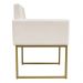 Poltrona Decorativa Base De Ferro Gold Veludo Bege - Montanaris Decor