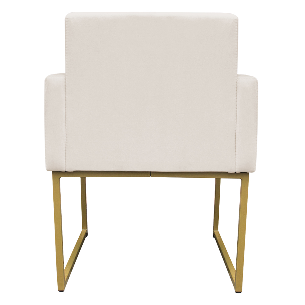 Poltrona Decorativa Base De Ferro Gold Veludo Bege - Montanaris Decor