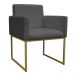 Poltrona Decorativa Base De Ferro Gold Veludo Cinza - Montanaris Decor